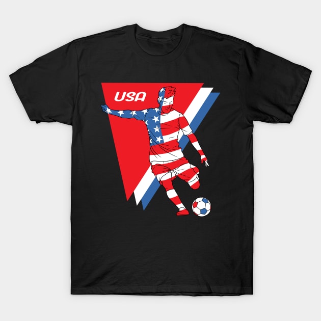 USA Futbol Football Soccer Player T-Shirt by Noseking